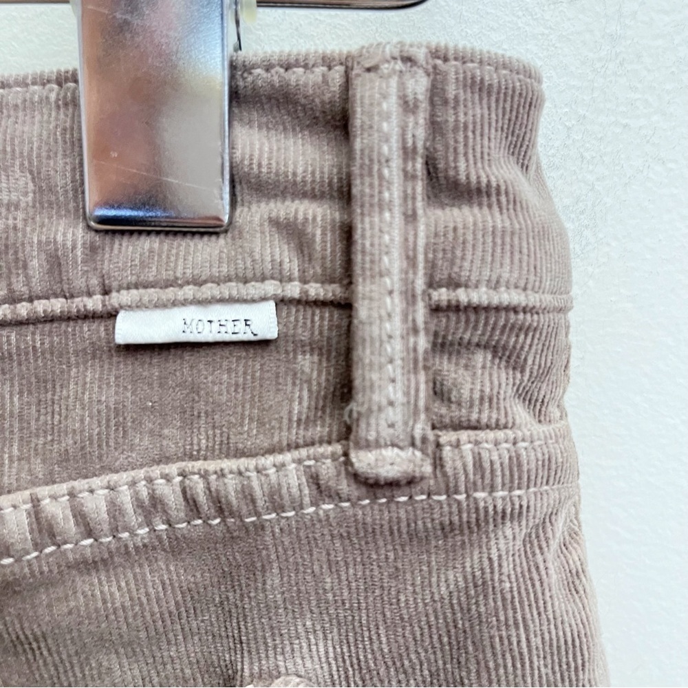 Mother Hopscotch Dropout Corduroy Straight Cropped Pants in Beaver 2 Brown - Picture 9 of 12